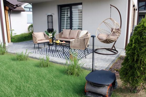 Zestaw Mebli Ogrodowych z Plecionej Liny Garden Line Beżowy + Beżowe Poduszki (2 Fotele + Sofa + Stolik)