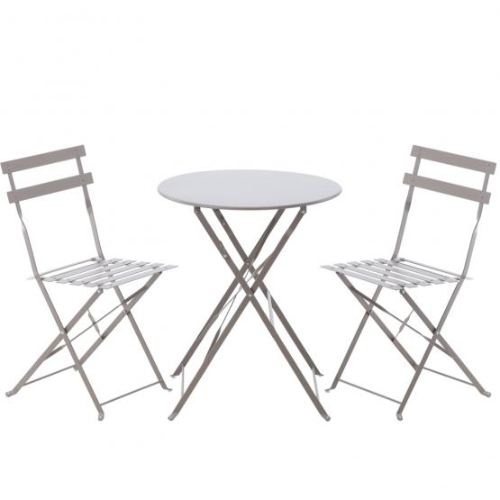 Zestaw Mebli Ogrodowych Garden Line Szary (Stół Okrągły + 2 Krzesła)