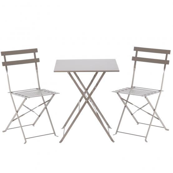 Zestaw Mebli Ogrodowych Garden Line Szary (Stół Kwadratowy + 2 Krzesła)