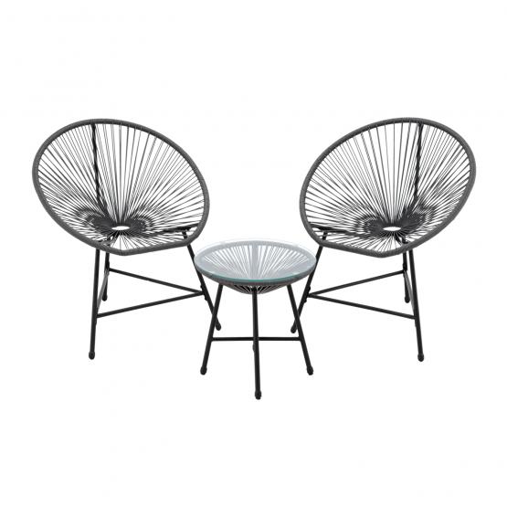 Zestaw Mebli Ogrodowych Garden Line Szary (2 Krzesła + Stolik)