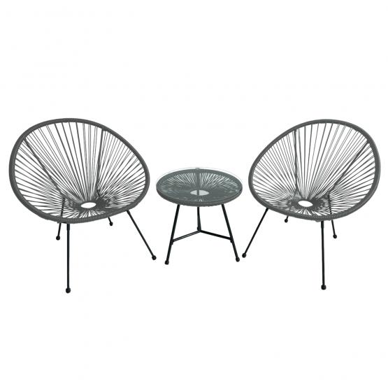 Zestaw Mebli Ogrodowych Garden Line Szary (2 Krzesła + Stolik)