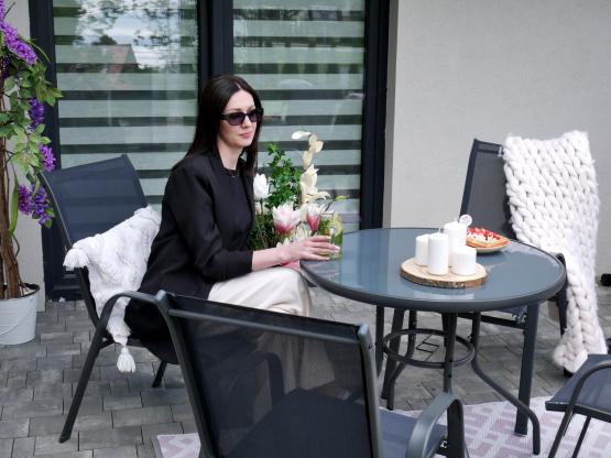 Zestaw Mebli Ogrodowych Garden Line Szary (4 Krzesła + Okrągły Stolik)