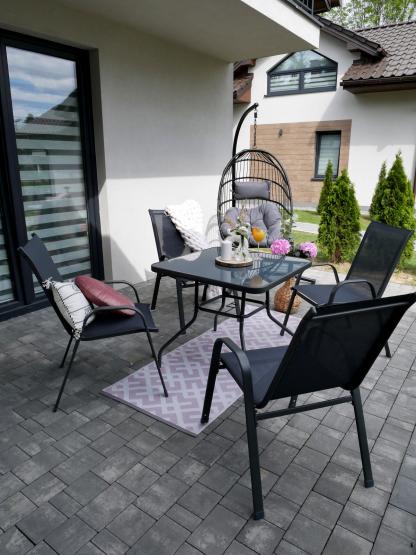 Zestaw Mebli Ogrodowych Garden Line Szary (4 Krzesła + Okrągły Stolik)