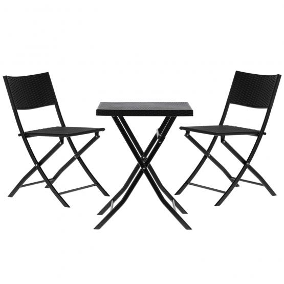 Zestaw Mebli Balkonowych Składanych Garden Line Antracyt (Stolik + 2 Krzesła)