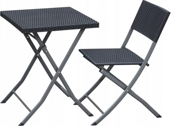 Zestaw Mebli Balkonowych Składanych Garden Line Antracyt (Stolik + 2 Krzesła)