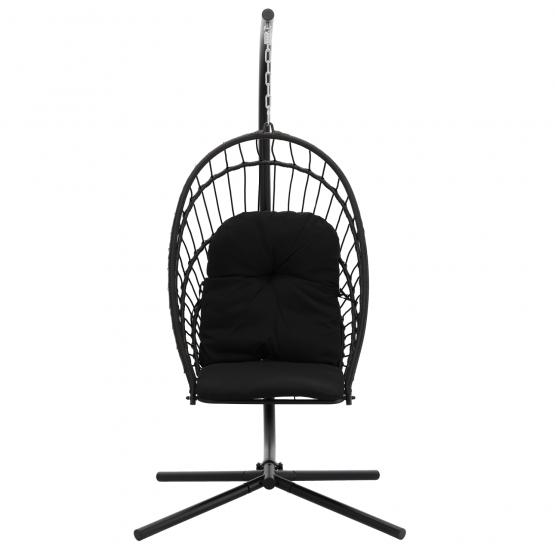 Fotel Wiszący Składany Eris Czarny z Poduszką