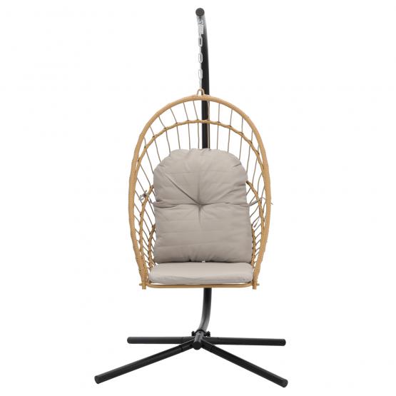 Fotel Wiszący Składany Eris Brązowy z Szarą Poduszką