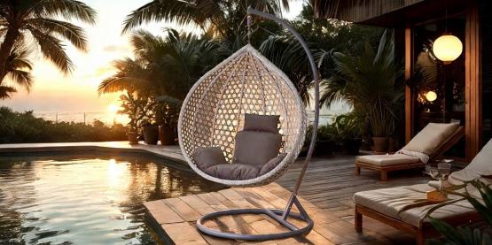 Fotel Wiszący XL Szary z Poduszką Garden Line