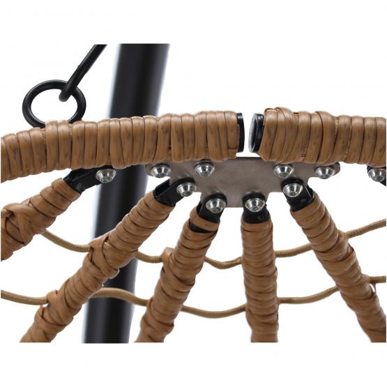 Fotel Wiszący Składany Garden Line Beżowy z Beżową Poduszką i Czarną Ramą