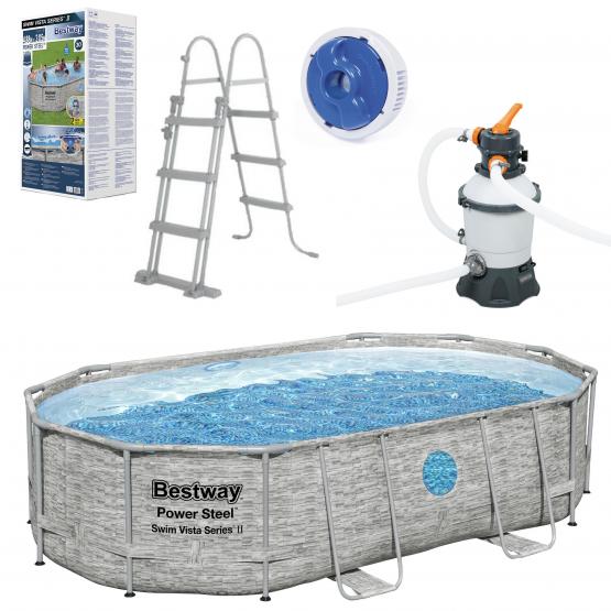 BASEN STELAŻOWY OWALNY RATTAN  4,88 x 3,05 x 1,07 M (BASEN, FILTR PIASKOWY, DRABINKA, POKRYWA, DOZOWNIK) 