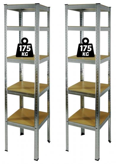 Zestaw Dwóch Regałów 5-Poziomowych 180 x 40 x 40 cm  Udźwig Półki: 175 KG