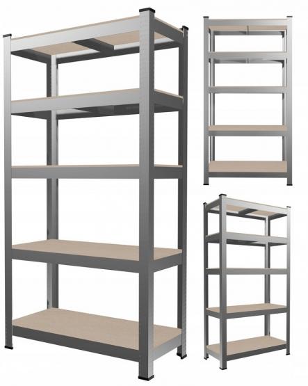 Zestaw 2 Regałów Stalowych 5-Poziomowych 90x30x180 cm Udźwig półki:175 KG