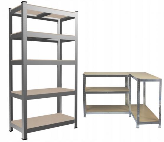 Zestaw 2 Regałów Stalowych 5-Poziomowych 90x30x180 cm Udźwig półki:175 KG