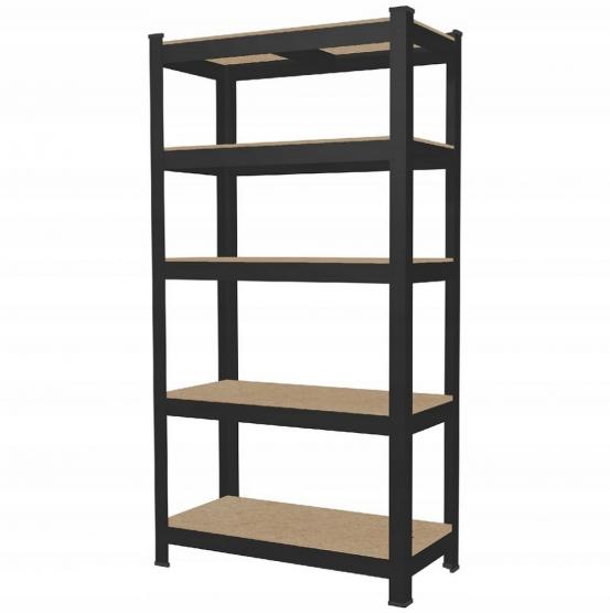 Regał 5-Poziomowy 180 x 90 x 30 cm Czarny Udźwig Półki: 175 KG 