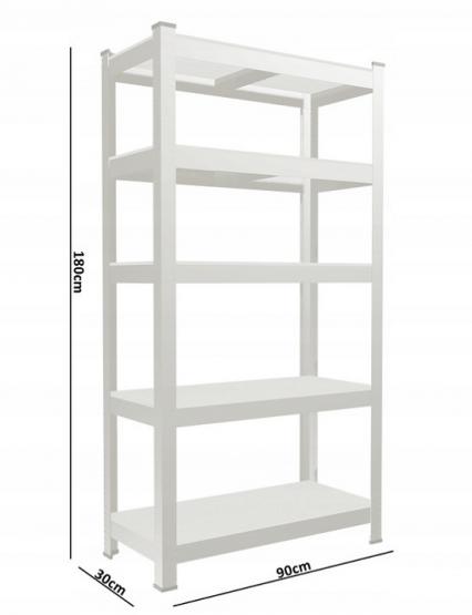 Regał 5-Poziomowy 180 x 90 x 30 cm Czarny Udźwig Półki: 175 KG 