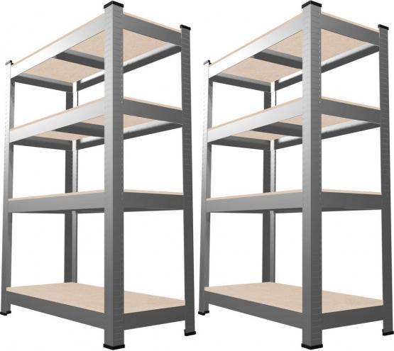 Zestaw Dwóch Regałów 4-Poziomowych 150 x 70 x 30 cm Udźwig Półki: 150 KG