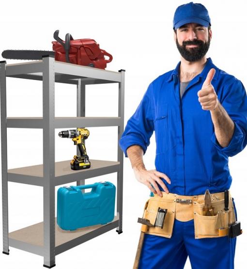 Zestaw Dwóch Regałów 4-Poziomowych 150 x 70 x 30 cm Udźwig Półki: 150 KG