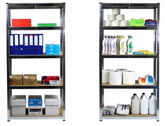 Zestaw Dwóch Regałów 4-Poziomowych 150 x 70 x 30 cm Udźwig Półki: 150 KG