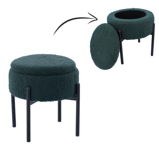 Pufa Okrągła Na Metalowych Nóżkach  28 x 31 CM Zielona