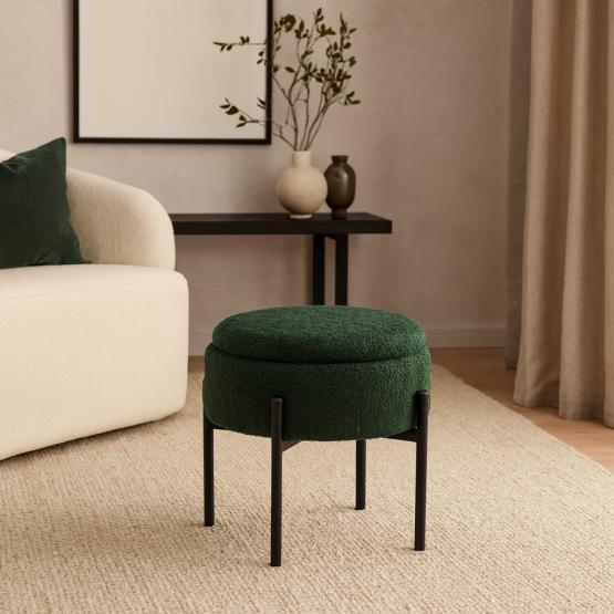 Pufa Okrągła Na Metalowych Nóżkach  28 x 31 CM Zielona