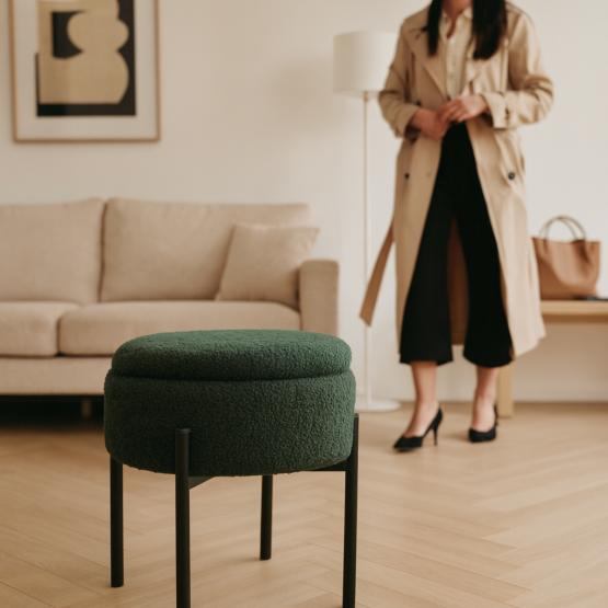 Pufa Okrągła Na Metalowych Nóżkach  28 x 31 CM Zielona