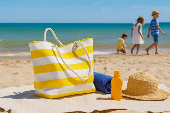 TORBA PLAŻOWA 48 x 36 CM PASKI MIX KOLORÓW