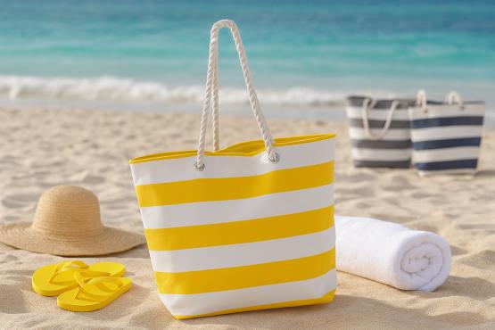 TORBA PLAŻOWA 48 x 36 CM PASKI MIX KOLORÓW