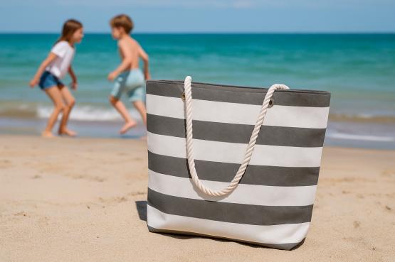 TORBA PLAŻOWA 48 x 36 CM PASKI MIX KOLORÓW