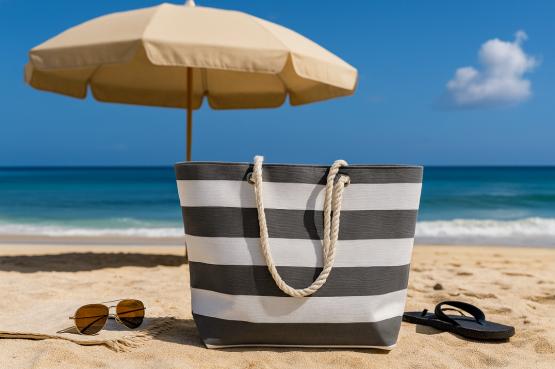 TORBA PLAŻOWA 48 x 36 CM PASKI MIX KOLORÓW