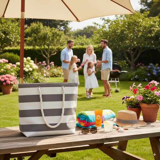 TORBA PLAŻOWA 48 x 36 CM PASKI MIX KOLORÓW