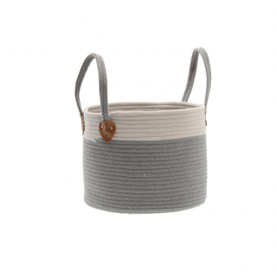 KOSZ NA PRANIE/ZABAWKI 30 x 24 CM OKRĄGŁY SZARY ROZM. S