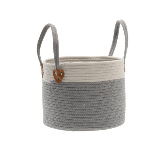 KOSZ NA PRANIE/ZABAWKI 33 x 27 CM OKRĄGŁY SZARY ROZM. M