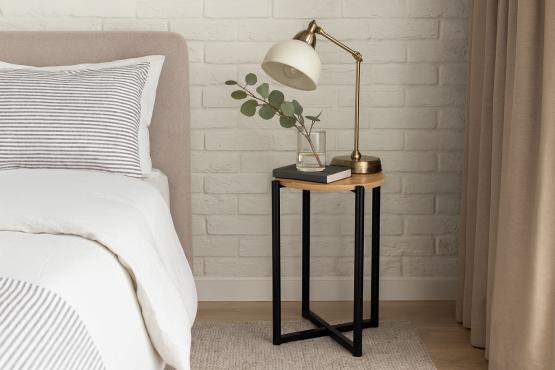 STOLIK OKRĄGŁY Z METALOWĄ PODSTAWĄ ŚR.29 CM WYS. 42 CM