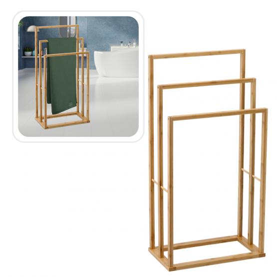 STOJAK NA RĘCZNIKI BAMBUSOWY 3 POZIOMY 42 x 24 x 82 CM