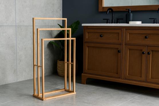 STOJAK NA RĘCZNIKI BAMBUSOWY 3 POZIOMY 42 x 24 x 82 CM