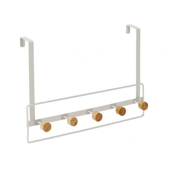 WIESZAK METALOWY NA DRZWI Z BAMBUSOWYMI 5 HAKAMI 39 x 5 x 38 CM