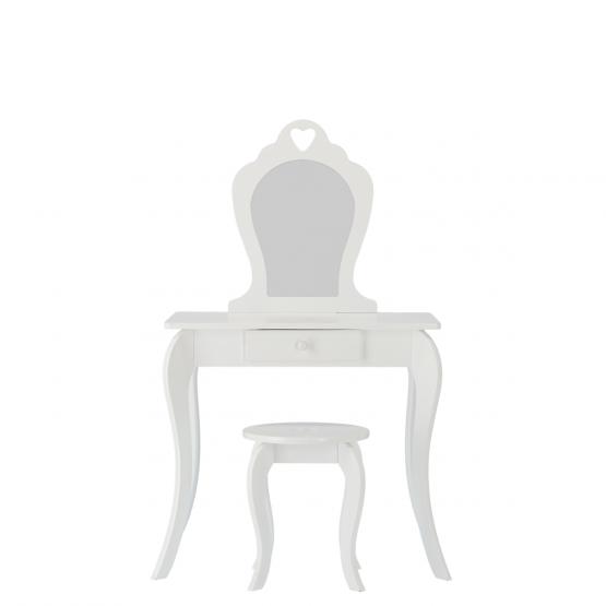 MAŁA TOALETKA KOSMETYCZNA BIAŁA Z LUSTREM + TABORET