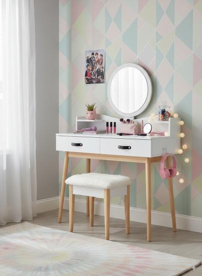 TOALETKA KOSMETYCZNA BIAŁA Z LUSTREM 100 x 40 x 139 CM 