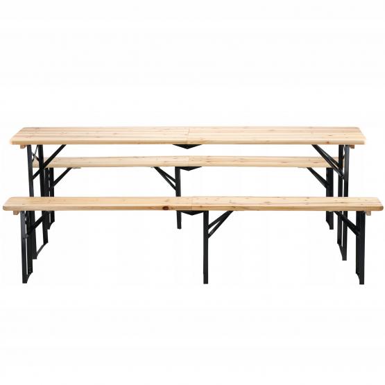 Zestaw Biesiadny - Stół 220x50x77 cm + 2 Ławki 220x25x47 cm - składany