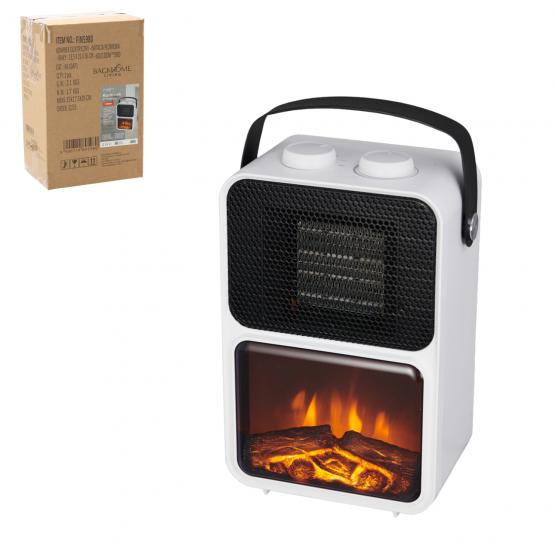 KOMINEK ELEKTRYCZNY - IMITACJA PŁOMIENIA - BIAŁY -  13,5 x 21 x 36 CM - 600/1200W 