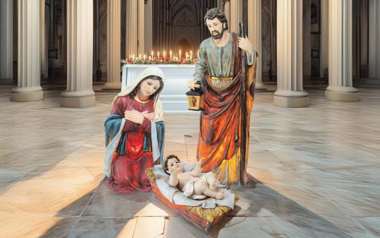 FIGURY DO SZOPKI BOŻONARODZENIOWE PODŚWIETLANE - ŚW. RODZINA 120 CM MASA ŻYWICZNA 