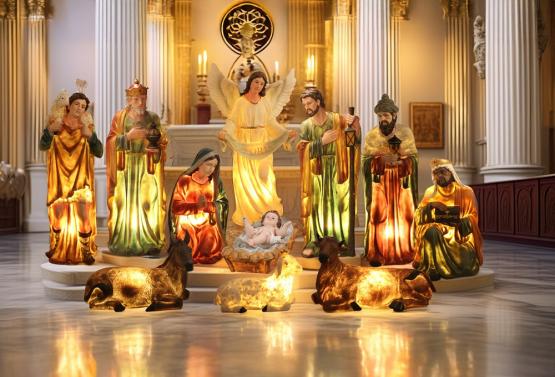 FIGURY DO SZOPKI BOŻONARODZENIOWE 11 EL.100 CM MASA ŻYWICZNA PODŚWIETLANE