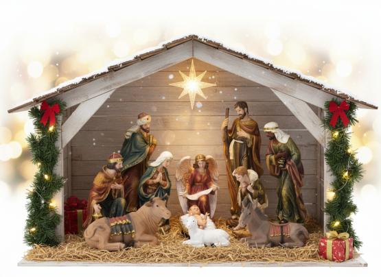 ZESTAW FIGUR BOŻONARODZ. 11 EL. DO 46 CM polyresin 