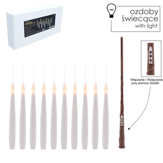 KPL. 10 WISZĄCYCH ŚWIECZEK LED Z RÓŻDŻKĄ 1,5 x 15,5 CM
