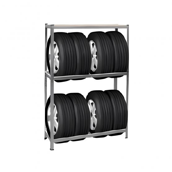 REGAŁ NA OPONY Z PÓŁKĄ 180 x 120 x 40 CM