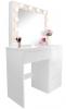 TOALETKA DO WIZAŻU BIAŁA Z OŚWIETLENIEM Z 4 SZUFLADAMI 