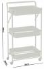 REGAŁ MOBILNY NA KÓŁKACH 3 POZIOMOWY SKŁADANY BIAŁY 88 x 45 x 29,5 cm 