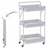 REGAŁ MOBILNY NA KÓŁKACH 3 POZIOMOWY SKŁADANY BIAŁY 88 x 45 x 29,5 cm 