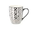 KUBEK PORCELANOWY SREBRNO-BIAŁY 340ML MIX WZORÓW 