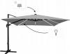 PARASOL OGRODOWY 3 x 3 M SZARY ROMA Z POKROWCEM Z LED